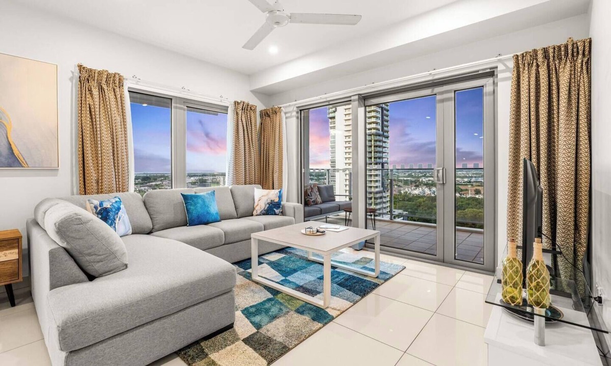 Darwin City Centre Condo | Reef-side Splendor: City Vistas ~ Pool ~ Workspace