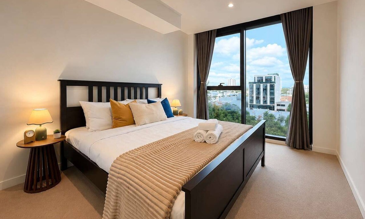 South Melbourne Apartment | Spacious South Melbourne Apartment with 1 Bedroom, 2 Queen Beds, City and Bay Views, Near CBD and Beach
