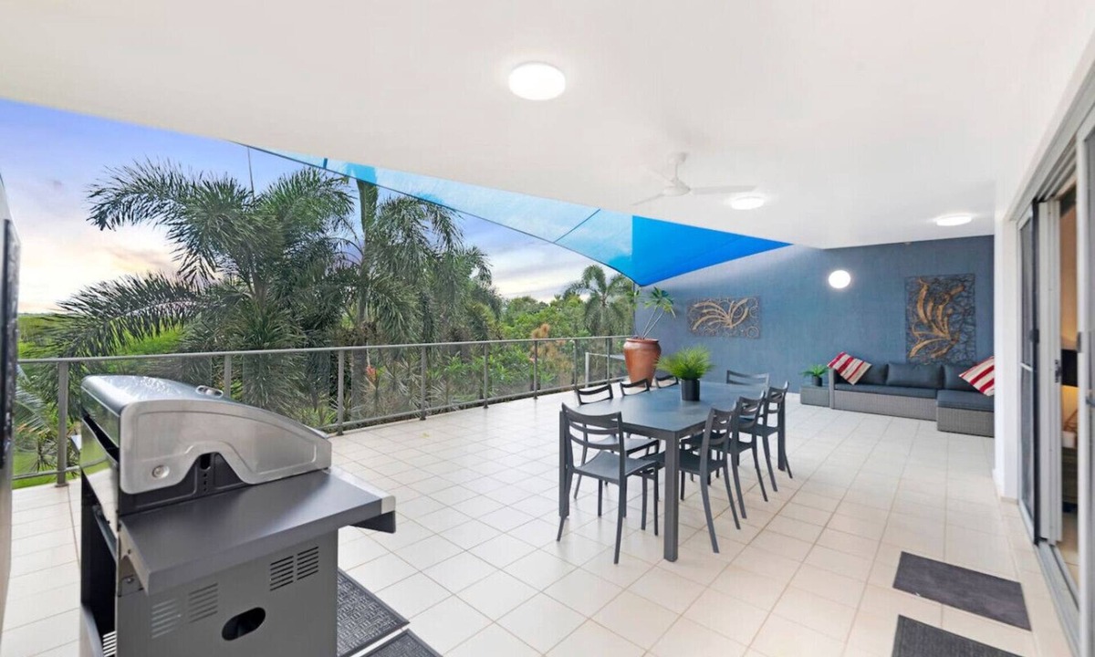 Nightcliff Apartment | Zen Saltwater Retreat: balcony ~ pool ~ seaview