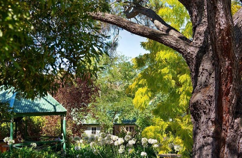 Hepburn Springs House | Lucini Two Outdoor deck, gas log fire