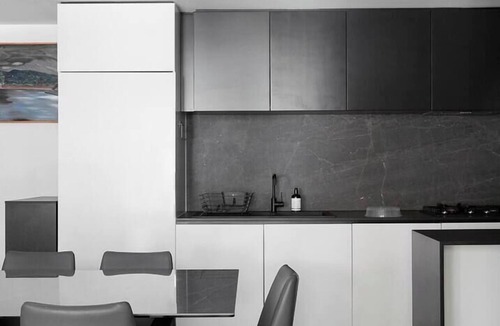 North Melbourne Apartment | Modern Minimalism Slate Chic in the City