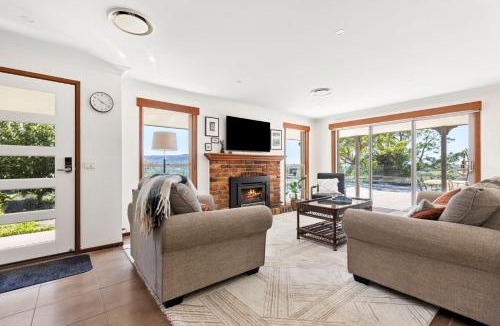 Broughton Village House | Moonraker - Fireplace with Swimming Pool