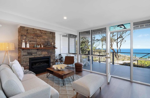 Copacabana House | Panoramic Ocean Views | Whale Watching, Fireplace