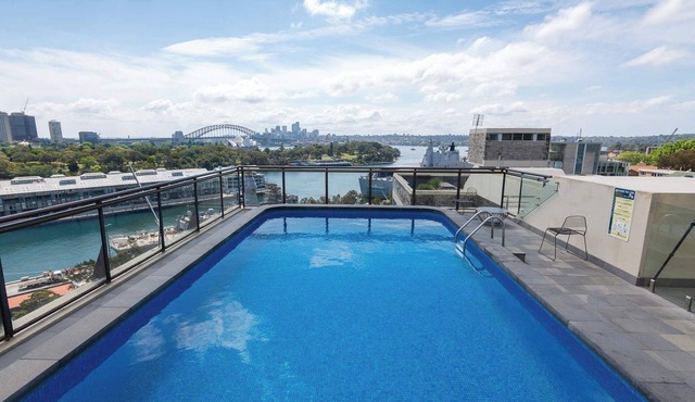 Designer studio apartment with rooftop pool